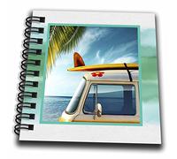 3dRose Vintage Van con tabla de surf mini bloc de notas, multicolor, 4 x 4 pulgadas