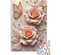 3DRosesAndButterfly Rompecabezas ElegantDecorArt 1000 Piezas de Papel Reciclado Adultos Y Mayores De 12 Años Divertido, Regalo y Actividad en Casa 38x26cm/1000pcs