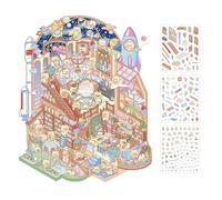 3DSticker Scene - Juego de calcomanías para casa | Calcomanías de museo de ciencia de dibujos animados, calcomanías hechas a mano para la casa, calcomanías de paisajismo de museo, escena de