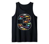 3er Cumpleaños 3 Años Coches Niños Niñas Carreras Camiseta sin Mangas