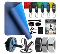 3ER® - Ejercicio en Casa Pack con Esterilla, Gomas Elasticas Musculacion, Bandas Elasticas, Comba, Rodillo Abdominales Mantente en Forma con Ejercicio fitness en casa
