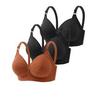 3er Pack BH Damen Ohne Bügel Gepolstert Große Brüste Starker Halt Bra Büstenhalter Große Dimensionen Push Up Nahtlose Unterwäsche Weich Bequem BHS Verstellbarer Sport Bustier, amarillo, 42
