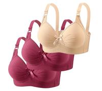 3er Pack BHS Damen Ohne Bügel Push Up Set Frauen Atmungsaktiv Grosse Grössen Bustier Sport BH für Alltag Klassische BH mit verstellbarem Trägern Weich Bequem BHS Set, azul claro, 46