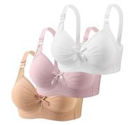 3er Pack BHS Damen Ohne Bügel Push Up Set Frauen Atmungsaktiv Grosse Grössen Bustier Sport BH für Alltag Klassische BH mit verstellbarem Trägern Weich Bequem BHS Set, azul, 48