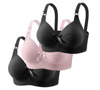 3er Pack BHS Damen Ohne Bügel Push Up Set Frauen Atmungsaktiv Grosse Grössen Bustier Sport BH für Alltag Klassische BH mit verstellbarem Trägern Weich Bequem BHS Set, rojo, 40