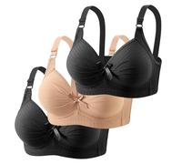 3er Pack BHS Damen Ohne Bügel Push Up Set Frauen Atmungsaktiv Grosse Grössen Bustier Sport BH für Alltag Klassische BH mit verstellbarem Trägern Weich Bequem BHS Set, blanda., 46