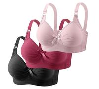 3er Pack BHS Damen Ohne Bügel Push Up Set Frauen Atmungsaktiv Grosse Grössen Bustier Sport BH für Alltag Klassische BH mit verstellbarem Trägern Weich Bequem BHS Set, Himmelblau, 48
