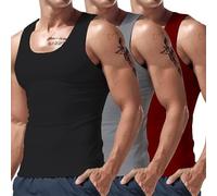 3er Pack Herren Unterhemd, Tank Top Herren Sport Tanktop Fitness Ärmloses Tops Shirt Training Laufshirt Slim Fit Achselshirt Baumwolle Sommer Sportshirt Running T-Shirt Stretch Muskel-Tops, J., XXL