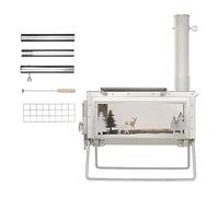 3F UL GEAR - Estufa de leña para tienda de campaña, estufa de pellets de acero inoxidable, estufa portátil de camping para calefacción al aire libre con tubos de chimenea