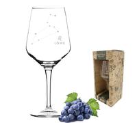 3forCologne Copa de vino con el signo del zodiaco Leo en elegante embalaje de regalo | constelación en serigrafía con más detalle como grabado | copa de vino se puede utilizar como copa de vino tinto