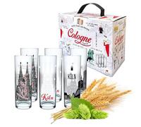 3forCologne Kölschglas - Juego de 6 vasos de cerveza (0,2 ml, 0,2 ml, con texto impreso), diseño de barras de Colonia