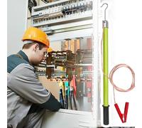 3ft 5ft 6ft 10ft Low Voltage Safely Discharge Tool, Electrician's Discharge Rod with 13/16 Ft Copper Wire, Lightweight Insulated Stick(Green,4.9ft/1.5meter - 35KV)