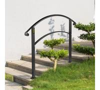 VEVOR Pasamanos Metálicos para 3 Pasos Barandilla de Escaleras de Hierro Forjado Distancia entre Postes de 63,5 cm Pasamanos de Escalones Interiores y Exteriores para Hogar, Jardín, Hotel, Negro