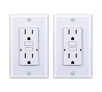 3GRACE Salida GFCI de 15 amperios, a prueba de manipulaciones, resistente a la intemperie, para interiores o exteriores, pantalla LED con paneles decorativos y tornillos, lista UL, color blanco (2