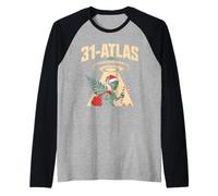 3I Atlas Santa Hat Alien UFO Christmas Tree Lights Cryptid Camiseta Manga Raglan