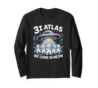3I Atlas We Come In Meow Alien Cat Divertido Manga Larga