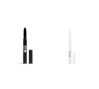 3INA MAKEUP - The 24H Eye Stick 900 + The Color Pen Eyeliner 100 - Negro - Sombra de Ojos en Barra Cremosa de Alta Pigmentación - Blanco - Eyeliner Blanco Líquido Mate - Vegan - Cruelty free