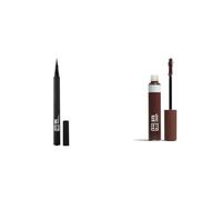 3INA MAKEUP - The 24h Pen Eyeliner 900 + The Color Mascara 575 - Negro - Marrón - Líquido Mate - Eyeliner Waterproof - Máscara de Pestañas Marrón con Keratina - Mascara Colores - Vegan - Cruelty Free
