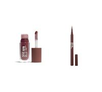 3INA MAKEUP - The Color Lip Oil 575 + The Color Pen Eyeliner 575 - Aceite Labial con 24h de Hidratación & Ácido Hialurónico + Eyeliner Marrón Líquido -Delineador 10h de Duración - Vegan - Cruelty Free