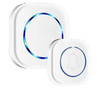 3JG® DOBLE Timbre Inalámbrico Impermeable, 2 Receptores Enchufe, BLANCO, Timbre Puerta de Casa de 300m Alcance para Interior y Exterior, 38 Melodías Ajutables, 4 Niveles de Volumen, Indicador LED. (2)