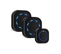 3JG® Timbre Inalámbrico Impermeable con 2 Receptores Enchufe, Timbre Puerta de Casa de 300m Alcance para Interior y Exterior, 38 Melodías Ajutables, 4 Niveles de Volumen, Indicador LED.