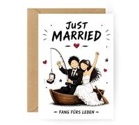 3Käsehoch Original tarjeta de boda "Fang fürs Leben" - Tarjeta de felicitación para boda para novios y recién casados - Tarjeta romántica Just Married, para oficina de registro, ceremonia de boda y