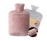 3L Bolsa Agua Caliente Con Funda De Felpa Suave -Bolsa De Agua Caliente Con Cremallera y Bolsillos De Soltar Para Aliviar La Artritis, Bolsas De Agua Caliente Para Aliviar El Dolor (Rosa)