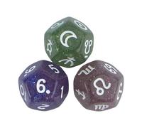 3lots Mystical - Juego de dados de purpurina de 12 caras para adivinaciones y guía de estrellas para prácticas espirituales, juego de dados de adivinación astrológica