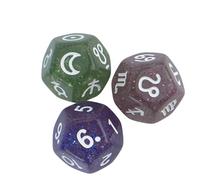 3lots Mystical - Juego de dados de purpurina de 12 caras para adivinaciones y guía de estrellas para prácticas espirituales, dados acrílicos astrológicos moldeados de precisión