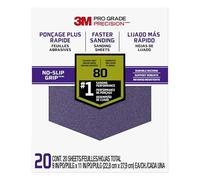 3M 26080CP-P-G Pro Grade No-Slip Grip Advanced Sandpaper, 9-Inch x 11-Inch, 80 Grit, Pack of 20