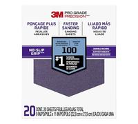 3M 26100CP-P-G Pro Grade No-Slip Grip Advanced Sandpaper, 9-Inch x 11-Inch, 100 Grit, Pack of 20