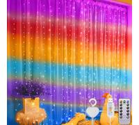 3M * 3M Cadena Luz de Cortina, 300 LED USB 8 Modos con Control Remoto y Ganchos, Decor Interiores y Exteriores, Guirnaldas de Luces para Bodas, Fiestas de Cumpleaños, Ventanas (cuatro colores)