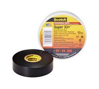 3M 06132 Scotch Super 33+ Cinta Eléctrica de Vinilo, 19 mm x 20 m, 1 Rollo, Negro