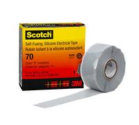 3M 80611438617 Scotch 70 Cinta Eléctrica de Silicona Autosoldable, 25 mm x 9 m, 1 Rollo, Gris