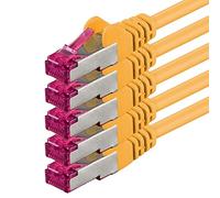 3m - amarillo - 5 piezas - CAT6a CAT 6a Ethernet LAN cable de red - SET 10 GB/s cable patch CAT6 S-FTP Doble blindado PIMF 500MHz libre de halógenos compatible con CAT5 CAT6a CAT7 CAT8