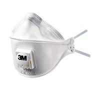 3M Aura Mascarilla para aislamientos y madera, Respirador 9332 +, FFP3, con válvula 3M Cool Flow, Clip nasal ajustable, Paquete de 10 mascarillas
