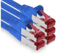 3m - azul - 5 piezas - CAT.6 Ethernet LAN cable de red SET 1000 Mbit/s Patchkabel CAT.6 S-FTP PIMF compatible con CAT5 CAT6a CAT7 CAT8