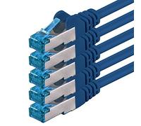 3m Cable de Red, Cable Ethernet y LAN SFTP PIMF Cat6a - transmite hasta 10 Gigabit por Segundo y es Adecuado para switches, routers, módems con Entrada RJ45, azul - 5 piezas