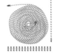 3m Cadena de Tracción para Ventilador de Techo, Extensión de Cadena para Luces de Metal con 20 Conectores Cadena de Cuentas de 3mm Cadena para Luces Manualidades (Plata)