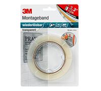 3M Cinta de Doble Cara Removible, para su uso en interior y exterior, 19 mm x 5 m, transparente, espesor 0,8 mm, (1 unidad)