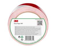 3M Cinta de Vinilo con Franjas de Seguridad 767, Rojo/Blanco, 50 mm x 33 m