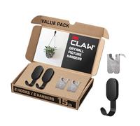 3M CLAW 15 libras. 2 ganchos negros para paneles de yeso y 2 ganchos extra para cuadros, solución pesada para colgar mochilas, chaquetas, fotos y decoración de habitaciones, bonitos ganchos de pared -