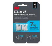 3M Claw Ganchos de pared para colgar cuadros de yeso para colgar decoración del hogar, 4 perchas, soporta hasta 7 kg, ideal para artículos pesados