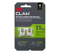 3M Claw Ganchos de pared para colgar cuadros de yeso para colgar decoración del hogar, 4 perchas, soporta hasta 11 kg, ideal para artículos pesados