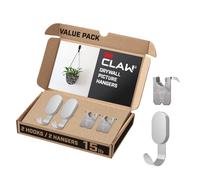 3M CLAW - Ganchos plateados para paneles de yeso de 15 lb y 2 colgadores de cuadros adicionales. Soluci n resistente para colgar mochilas, chaque