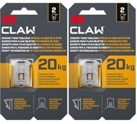 3M CLAW Paredes de Yeso 20 kg 3PH20-2WMR, 2 Ganchos, Silver (Paquete de 2)