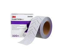 3M Cubitron II Hookit Clean - Rollo de papel de lija 34449, grado 320+, borde de plumas, larga duración, hoja de archivo, patrón de múltiples agujeros, 70 mm x 12 m
