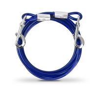 3m Cuerda Mascotas, Correa de Metal para Perros con Gancho Giratorio, Cable Cinturón de Seguridad, Alambre de Acero Inoxidable 6 mm, para Grandes Medianos, Hasta 250kg (Azul)