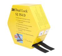3M Dual Lock SJ354D Sistemas de cierre reposicionable - Se une bien a numerosos plásticos como polipropileno o polietileno y pinturas críticas, 25 mm x 10 m, negro, 5.7 mm, 1 unidad