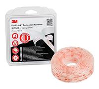 3M Dual Lock SJ356B, Sistemas de cierre reposicionable - Diseñada para aportar un aspecto translúcido (vidrio, metacrilato (PMMA), policarbonato) - 25mm X 2.5m, translúcido, espesor 5.7mm (1 unidad)